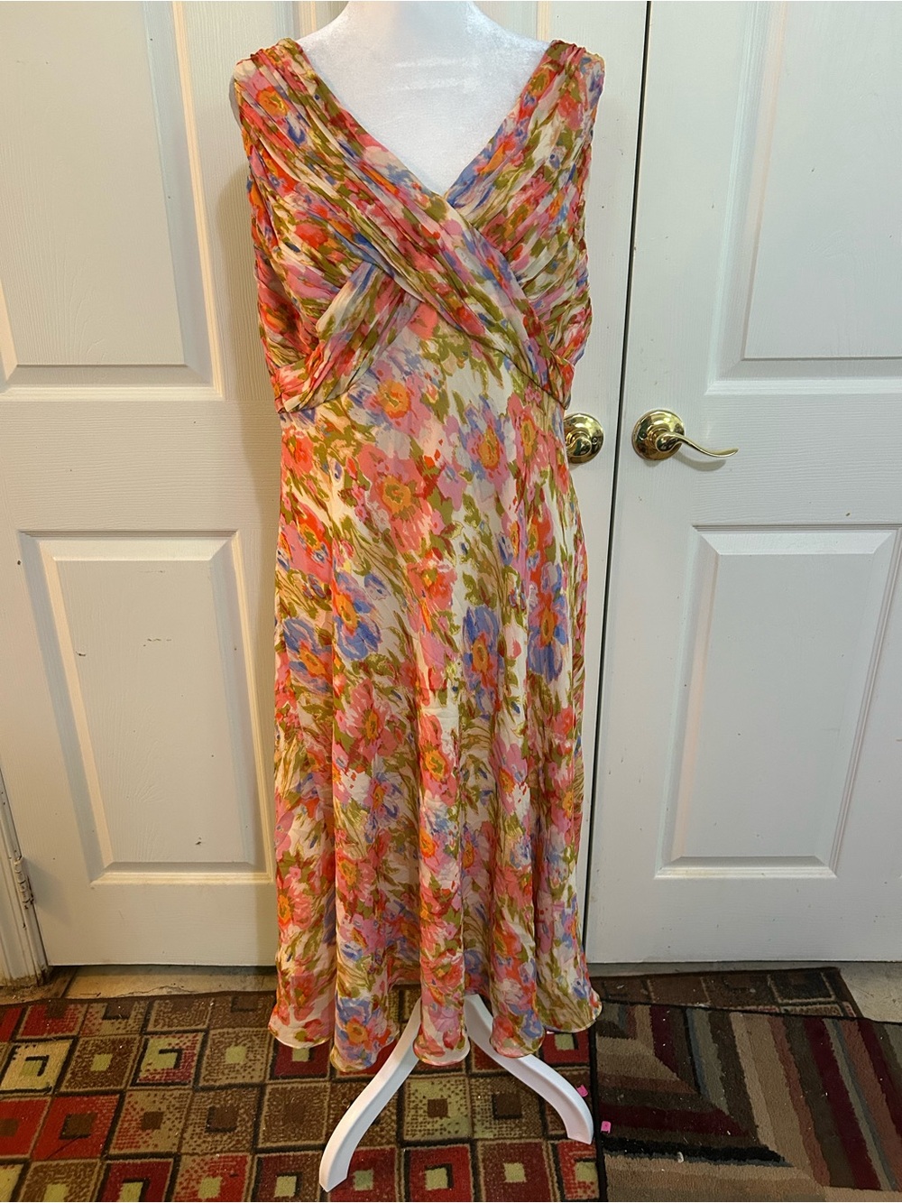 Adrianna Papell floral silk dress, size 14W